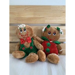 Dan Dee Christmas Gingerbread Kids Plush Christmas Boy & Girl Pair 2